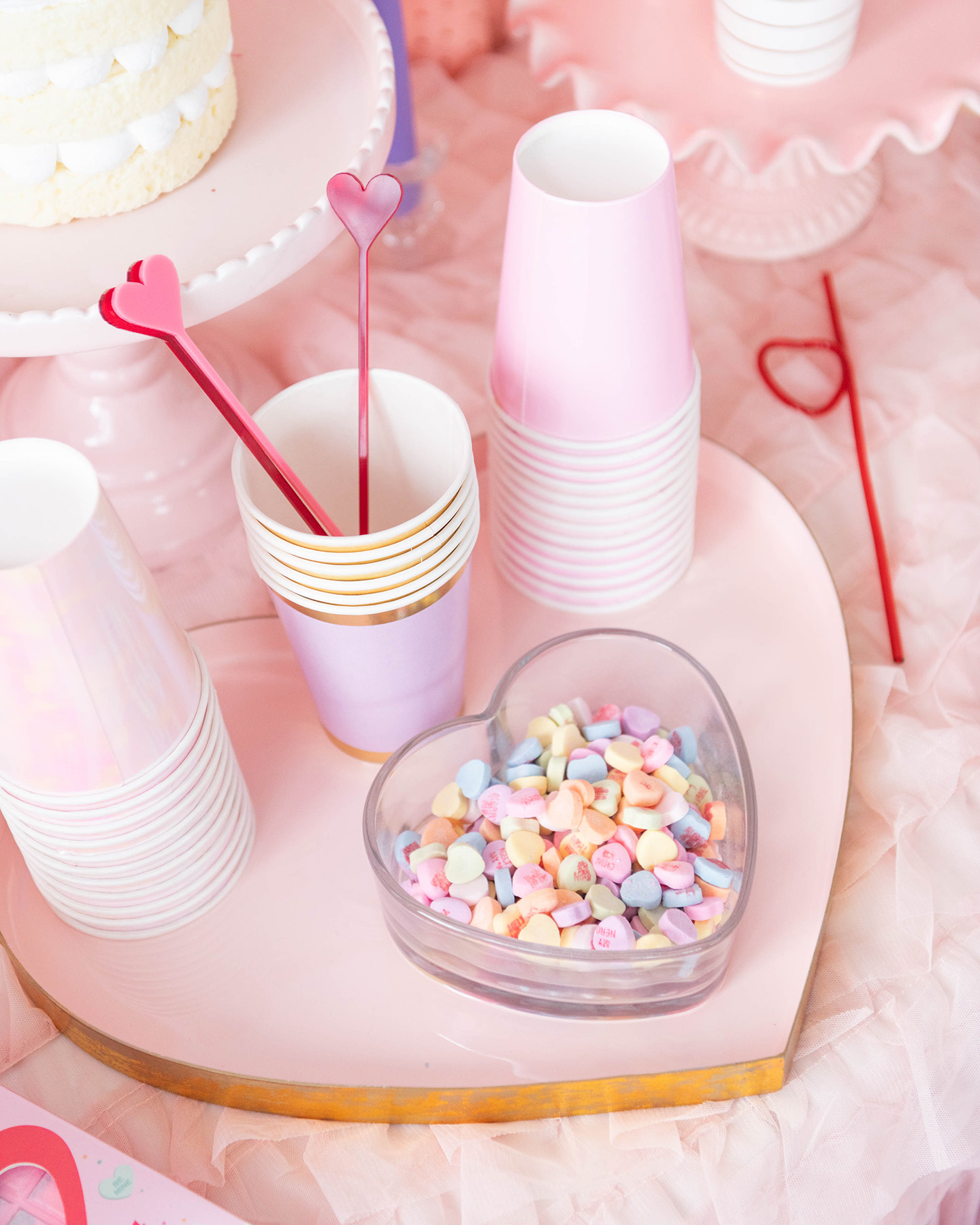 Jollity Valentine's Day cups on serving tray